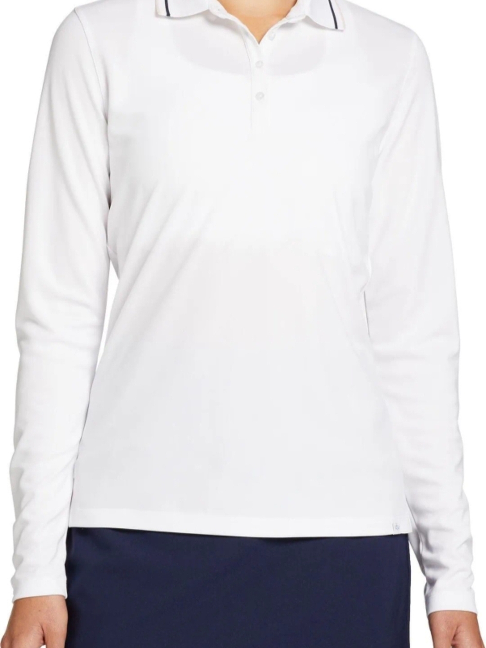 Lady Hagen Long Sleeve White Polo Top with Contrast Trim Size XL